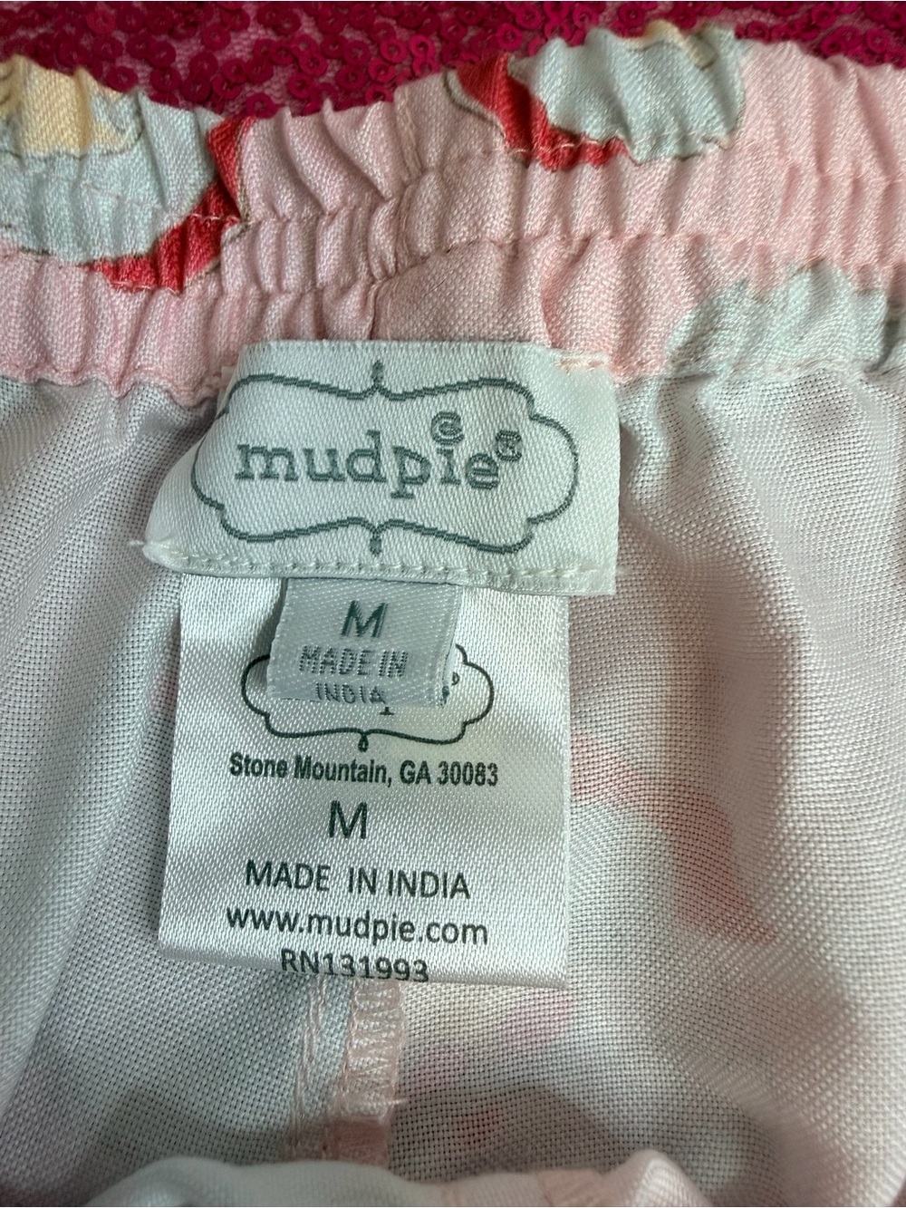 Mud Pie Pink Santa women’s pajama shorts
